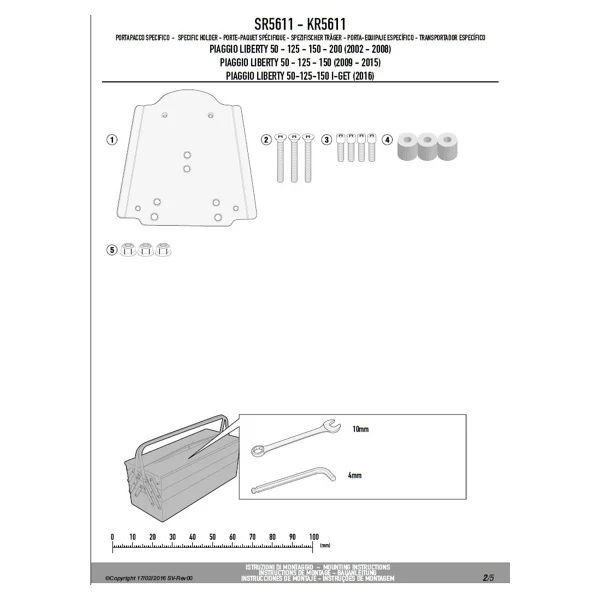 Givi SR5611 PIAGGIO LIBERTY 50-125-150-200 I-GET (02-18) Arka Çanta Tasiyici - Görsel 3