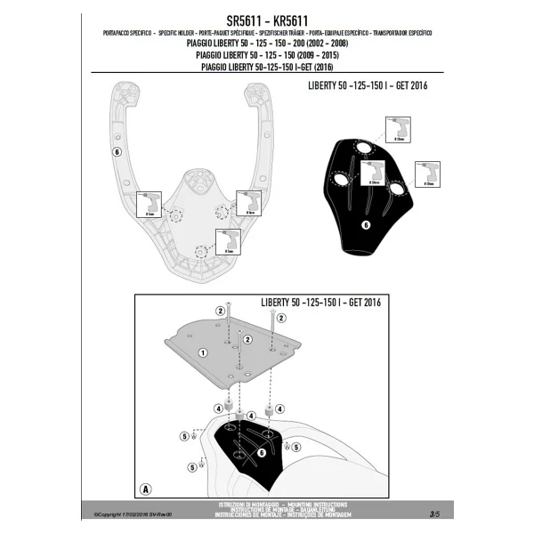 Givi SR5611 PIAGGIO LIBERTY 50-125-150-200 I-GET (02-18) Arka Çanta Tasiyici - Görsel 4
