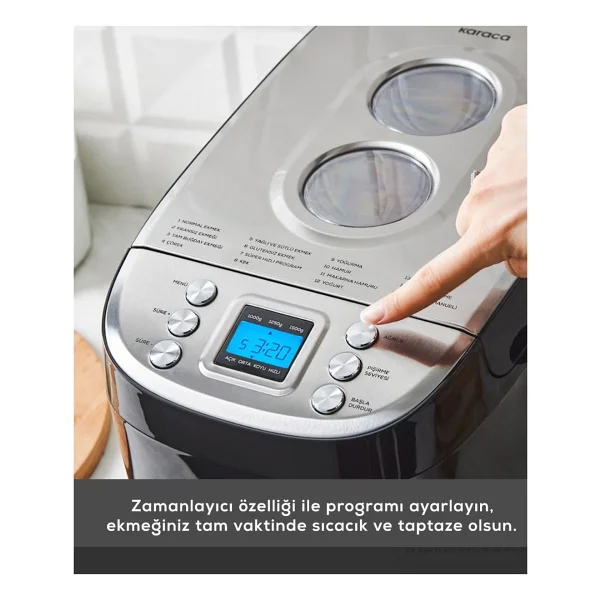 Karaca Inox Tam Otomatik Ekmek, Reçel, Yoğurt & Hamur - 15 Program, Zamanlayıcı+ 45 Tarif Kitabı!+ Mutfak Tartısı - Görsel 5