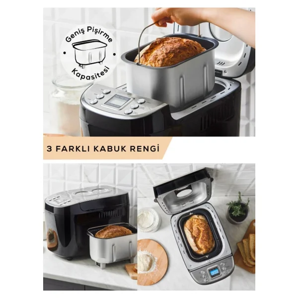 Karaca Inox Tam Otomatik Ekmek, Reçel, Yoğurt & Hamur - 15 Program, Zamanlayıcı+ 45 Tarif Kitabı!+ Mutfak Tartısı - Görsel 7