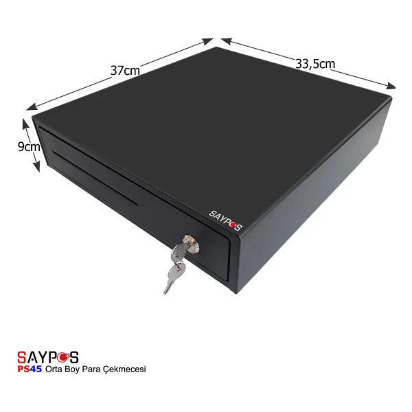 Saypos 4 Banknot Gözlü Yazarkasa Pos Bağlantılı ve Anahtardan Açılır Para Çekmecesi 33,5x37x9cm - Görsel 6