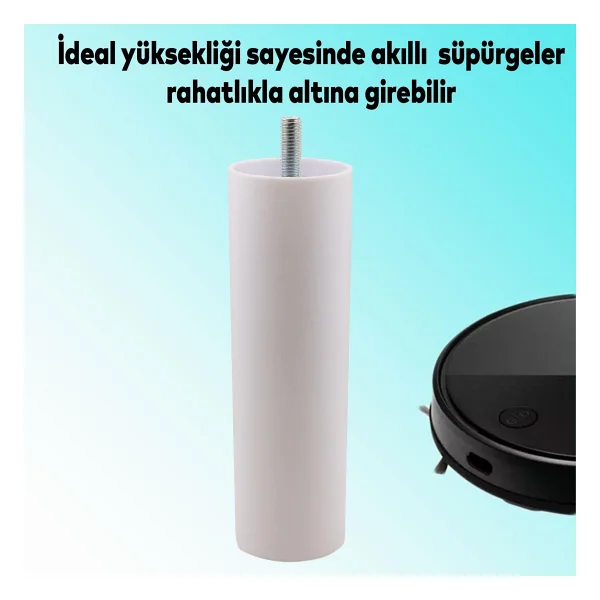 Destek Ayağı 2 Adet 15 Cm Mobilya Kanepe Koltuk Baza Yükseltme Yükseltici M8 Civatalı Ayakları Beyaz - Görsel 3