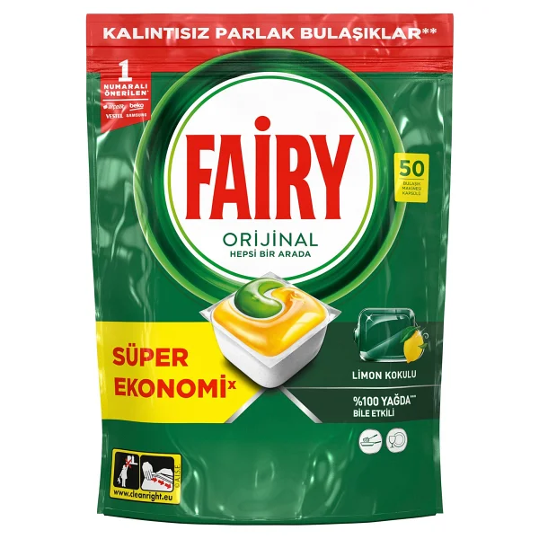 Fairy Hepsi Bir Arada Limon Bulaşık Makinesi Tableti 50'li - Görsel 2
