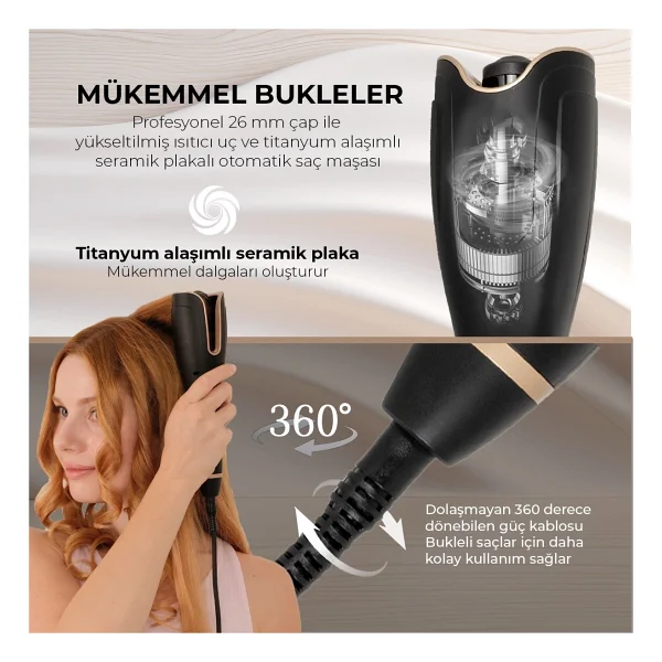 Fabcio Airwave Otomatik Saç Maşası - Görsel 3