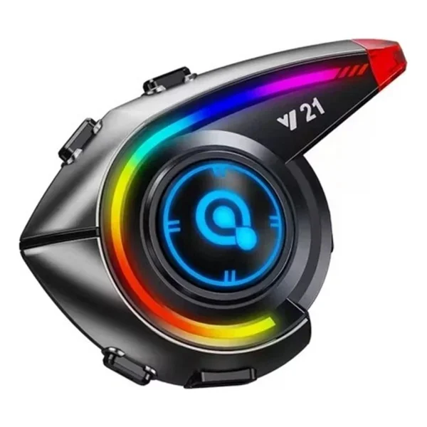 Y21 Rgb Işık Efektli İntercom Bluetooth Motosiklet Kask Kulaklığı İntercom Kulaklık - Görsel 6