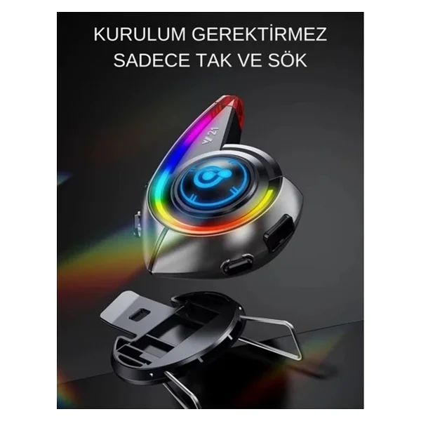 Y21 Rgb Işık Efektli İntercom Bluetooth Motosiklet Kask Kulaklığı İntercom Kulaklık - Görsel 8