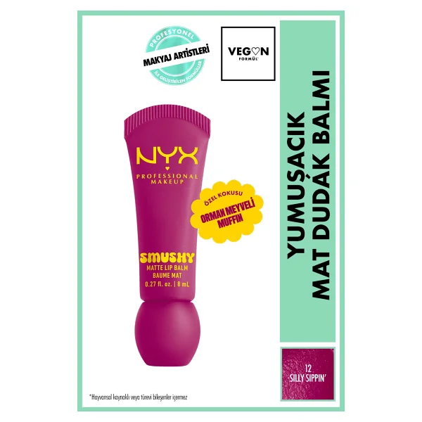 NYX Professional Makeup Smushy Yumuşacık Mat Dudak Balmı - 12 Silly Sippin' Kadifemsi Bitiş - Görsel 9