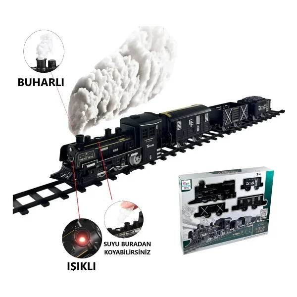Brother Toys Duman Çıkartan Büyük Boy Pilli Sesli ve Işıklı 15 Parça Klasik Buharlı Tren Oyuncak Lokomotif Seti - Görsel 3