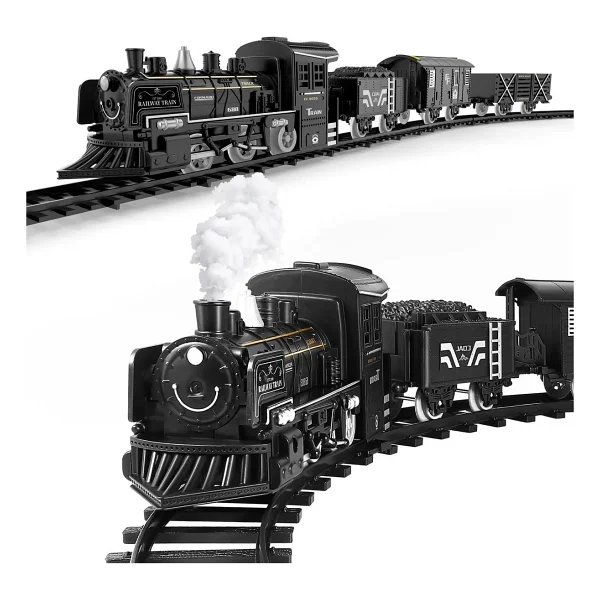 Brother Toys Duman Çıkartan Büyük Boy Pilli Sesli ve Işıklı 15 Parça Klasik Buharlı Tren Oyuncak Lokomotif Seti - Görsel 4