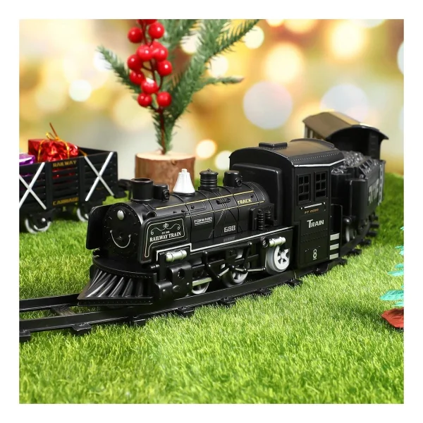 Brother Toys Duman Çıkartan Büyük Boy Pilli Sesli ve Işıklı 15 Parça Klasik Buharlı Tren Oyuncak Lokomotif Seti - Görsel 5