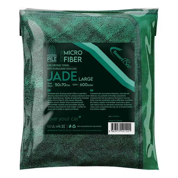 SmartBee JADE Twisted Pile Mikrofiber Oto Kurulama Havlusu 50x70cm 600gsm - Koyu Yeşil - Görsel 7