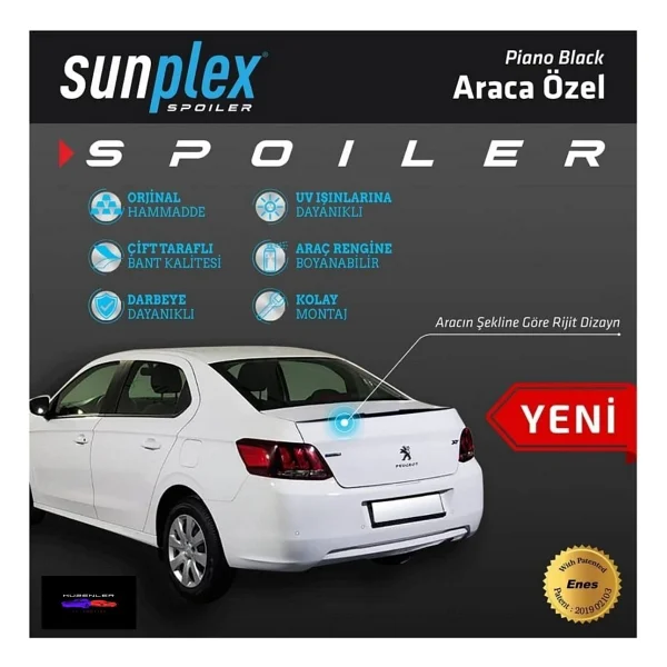 Peugeot 301 2012 Sonrası Spoiler Bagaj Çıtası Piyano Siyah - Görsel 3