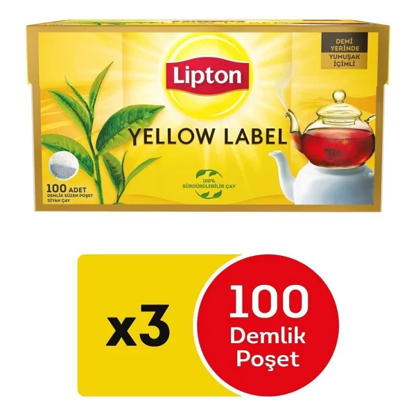Lipton Yellow Label 3.2 gr 100'lü 3 Adet Demlik Poşet Çay - Görsel 9