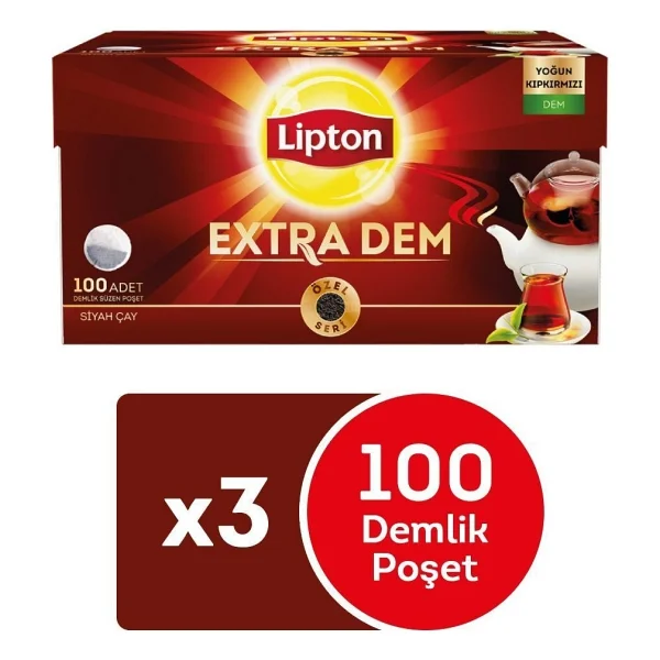 Lipton Extra Dem 100 Adet 3'lü Paket Demlik Poşet Çay - Görsel 9