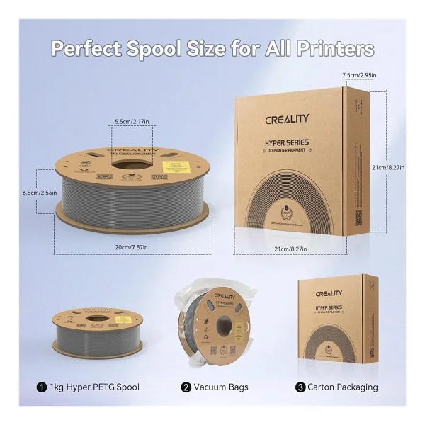 Creality Hyper PETG 1.75 mm 1 kg Gri Filament - Görsel 5