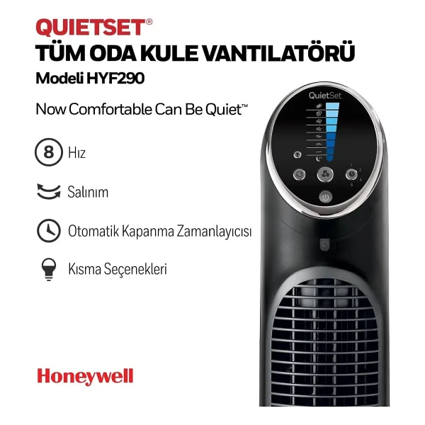 Honeywell QuietSet Tower HYF290 Uzaktan Kumandalı Kule Tipi Vantilatör - Görsel 4