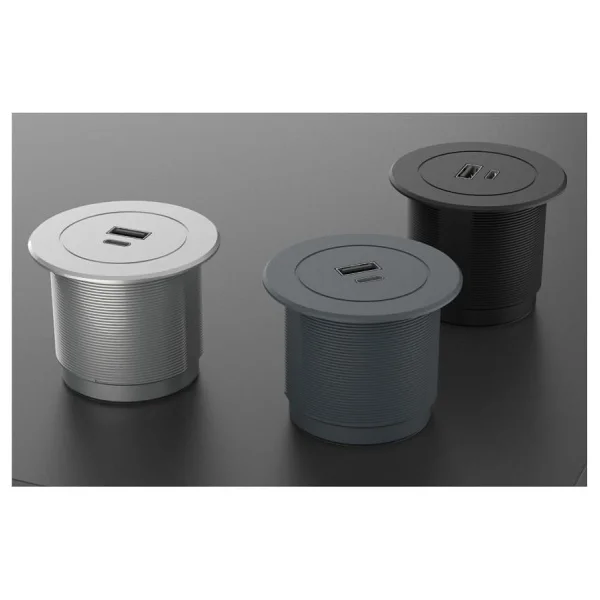 Metalline Circular-Line Modüler Hızlı Şarj Kutusu USB-C-Antrasit - Görsel 2