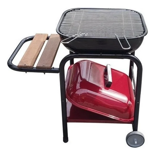 Rekor Ayaklı Tekerlekli Kapaklı Bahçe Barbekü Mangal 50x50cm - Görsel 2