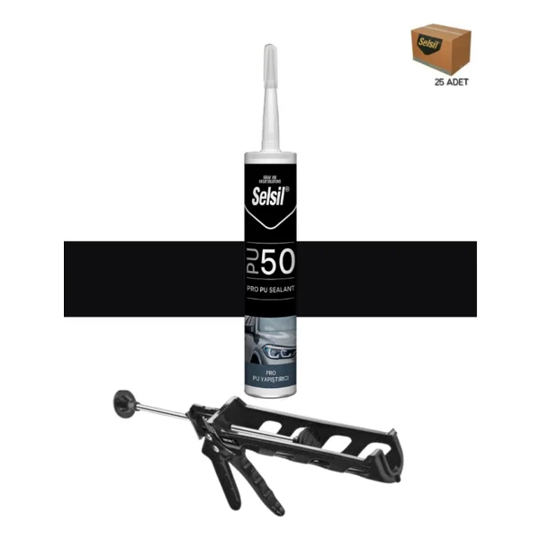 Selsil Pu Mastik 280 ml Siyah (25 Adet), Plastik Tabanca - Görsel 4
