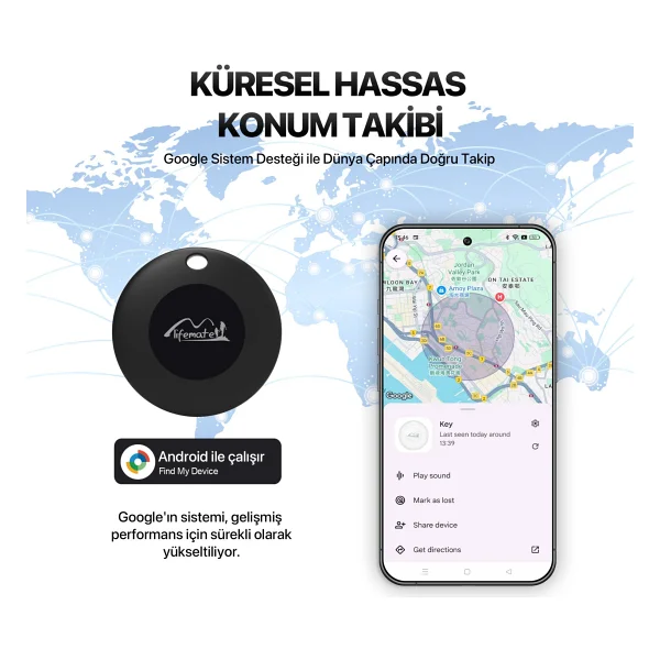 Lifetag -Android Uyumlu-Google Lisanslı-Akıllı Takip Cihazı - Siyah- 4'lü Paket(Sadece Androıd ile Uyumludur) - Görsel 3