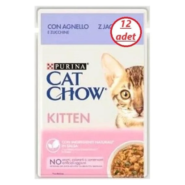 Cat Chow Kitten Kuzu Etli 85 gr 12'li Yavru Yaş Kedi Maması - Görsel 2