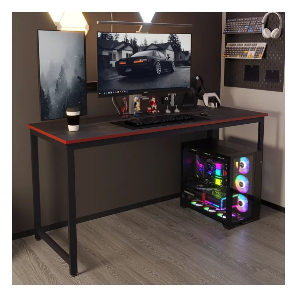 Oyuncu Masası - Bilgisayar Masası - Gamer Masası - Gaming Masa 60X160 cm - Siyah Siyah - Görsel 6