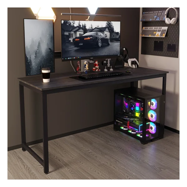 Oyuncu Masası - Bilgisayar Masası - Gamer Masası - Gaming Masa 60X160 cm - Siyah Siyah - Görsel 5