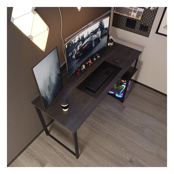 Oyuncu Masası - Bilgisayar Masası - Gamer Masası - Gaming Masa 60X160 cm - Siyah Siyah - Görsel 3