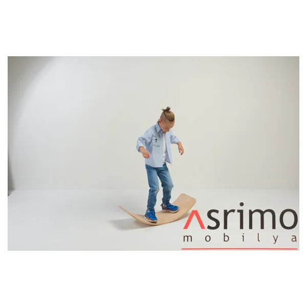 Denge Tahtası Balance Board Doğal Ahşap Oyuncak - Yoga ve Pilates - Bej - Görsel 6