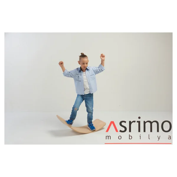 Denge Tahtası Balance Board Doğal Ahşap Oyuncak - Yoga ve Pilates - Bej - Görsel 4