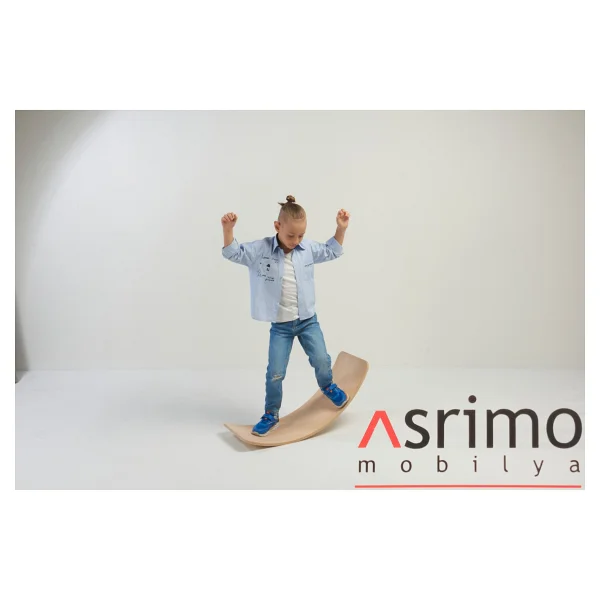Denge Tahtası Balance Board Doğal Ahşap Oyuncak - Yoga ve Pilates - Bej - Görsel 5