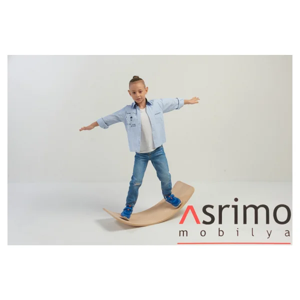 Denge Tahtası Balance Board Doğal Ahşap Oyuncak - Yoga ve Pilates - Bej - Görsel 7