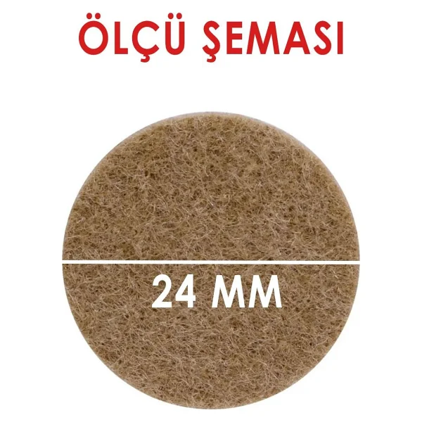 Yapışkanlı Yuvarlak Keçe Masa Sandalye Parke Zemin Ayak Koruyucu Kaydırmaz Keçesi 24 Mm 33'lü Paket Kahverengi - Görsel 2