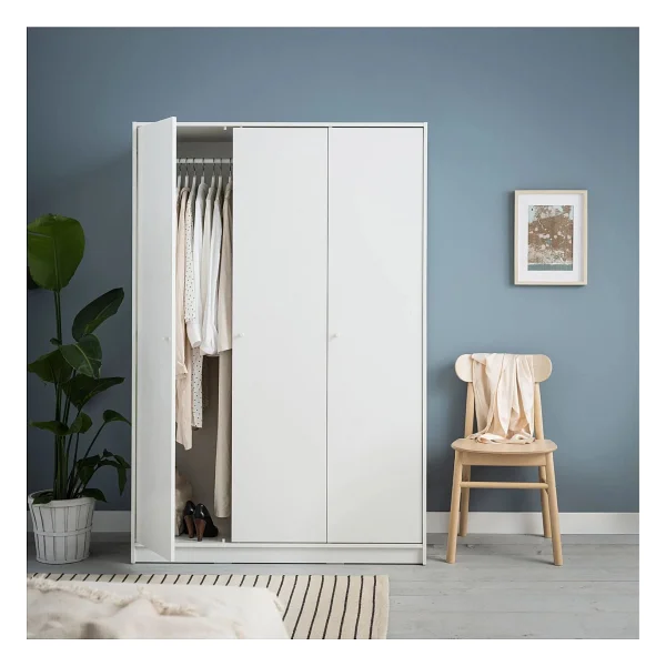 Ikea Kleppstad Gardırop Beyaz 117 x 176 cm Raflı 3 Kapaklı Geniş Depolama - Görsel 5