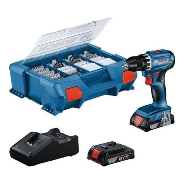 Bosch GSB 18V-45 Çift Akülü 2 Ah Darbeli Vidalama Makinesi + 63 Parça Aksesuar Seti - Görsel 6