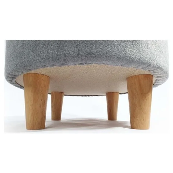 M-Pets Round Elevated 47x47x26 cm Ahşap Ayaklı Gri Kedi Yatağı - Görsel 8