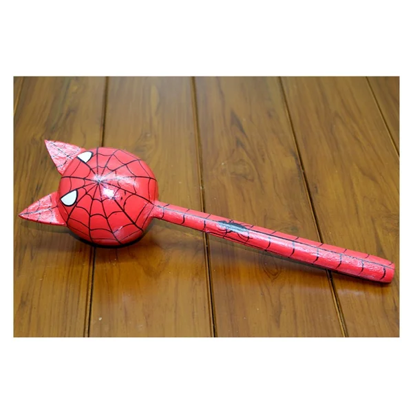 Ahşap Kedili Spiderman Marakas Tekli - Görsel 4