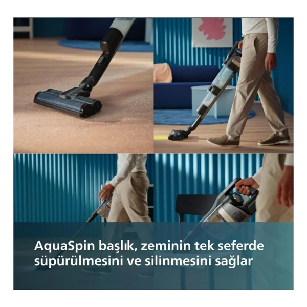Çift Batarya Islak-Kuru Elektrikli Dikey Süpürge 9000,VE Islak Mop, Kendi Kendini Temizleme Özelliği - Görsel 2