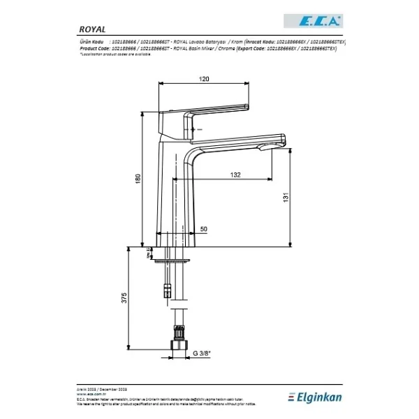 E.C.A. Royal 102188666 Lavabo Bataryası - Görsel 2