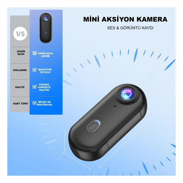 Robeve Mini Wifi Aksiyon Kamerası 1080P Giyilebilir Aksiyon Kamera - Su Geçirmez Tasarım - Ses ve Görüntü - Motorsiklet Görüntü Kaydı - Aksiyon Görüntü Kaydı - Görsel 8