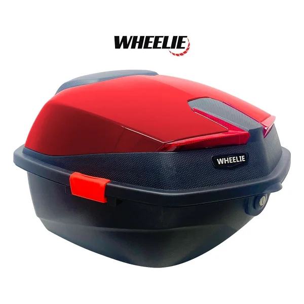 WHEELIE XT01-BR 32 Litre Motosiklet Arka Çanta Koyu Kırmızı Parlak Su Geçirmez ABS Çift Kilitleme Üniversal - Görsel 6