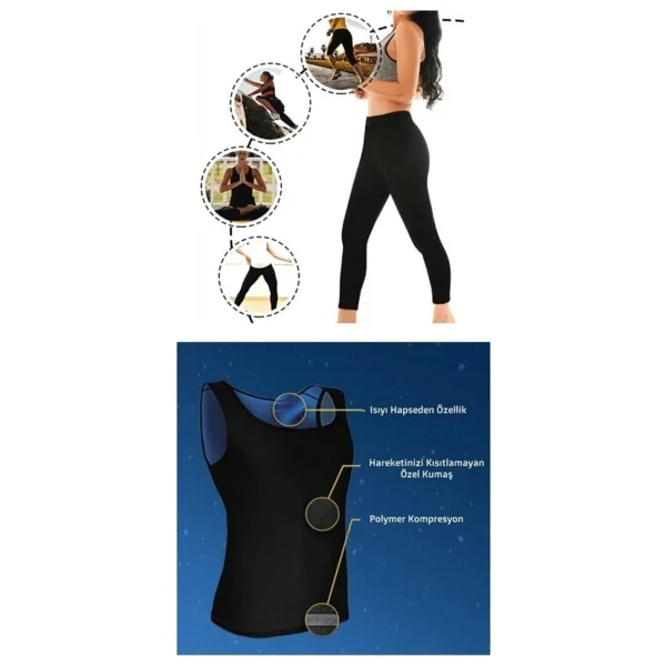 Momslab Termal Sauna Tayt Atlet Takımı (Siyah / 2XL) - Görsel 3