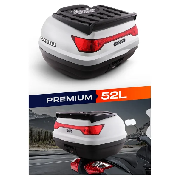 Wogen WG52 Premium 52 lt Beyaz Motosiklet Çantası - Görsel 10