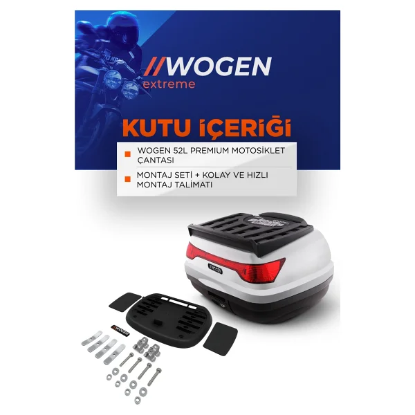 Wogen WG52 Premium 52 lt Beyaz Motosiklet Çantası - Görsel 3