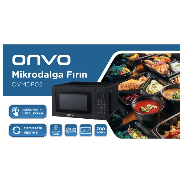 Onvo OVMDF02 20 lt Siyah Mikrodalga Fırın - Görsel 4
