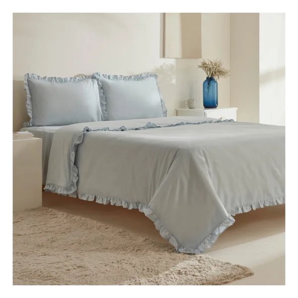 Karaca Home Pure Ruffle Açık Mavi Çift Kişilik Nevresim Takımı - Görsel 2
