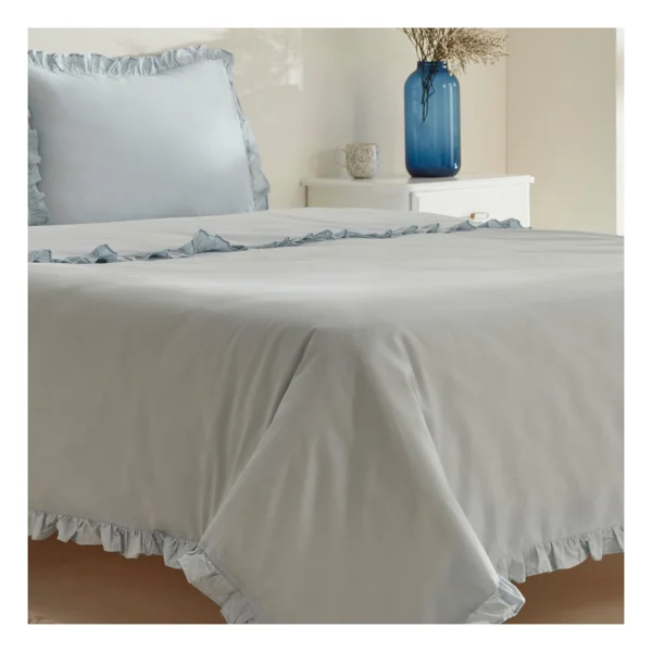 Karaca Home Pure Ruffle Açık Mavi Çift Kişilik Nevresim Takımı - Görsel 4