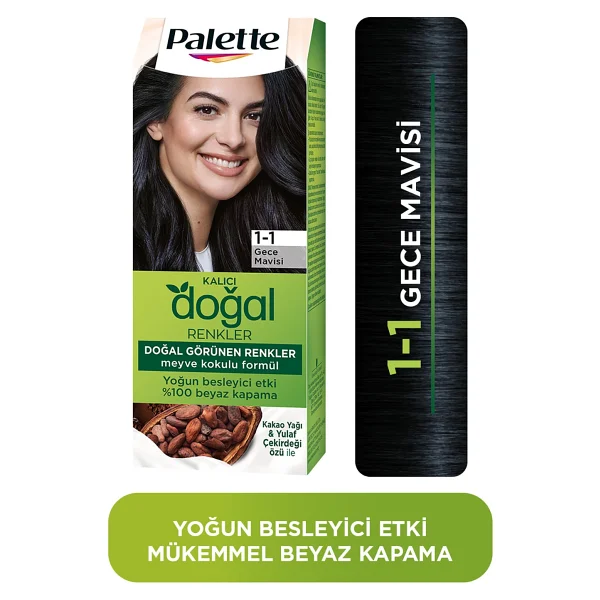 Palette Kalıcı Doğal Renkler 1.1 Gece Mavisi Saç Boyası - Görsel 2