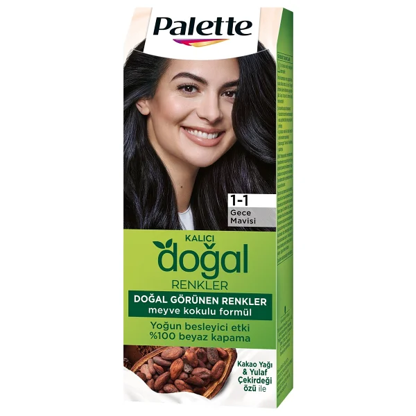 Palette Kalıcı Doğal Renkler 1.1 Gece Mavisi Saç Boyası - Görsel 3