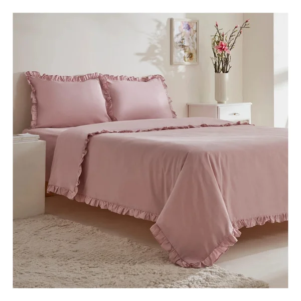 Karaca Home Pure Ruffle Pudra Çift Kişilik Nevresim Takımı - Görsel 2